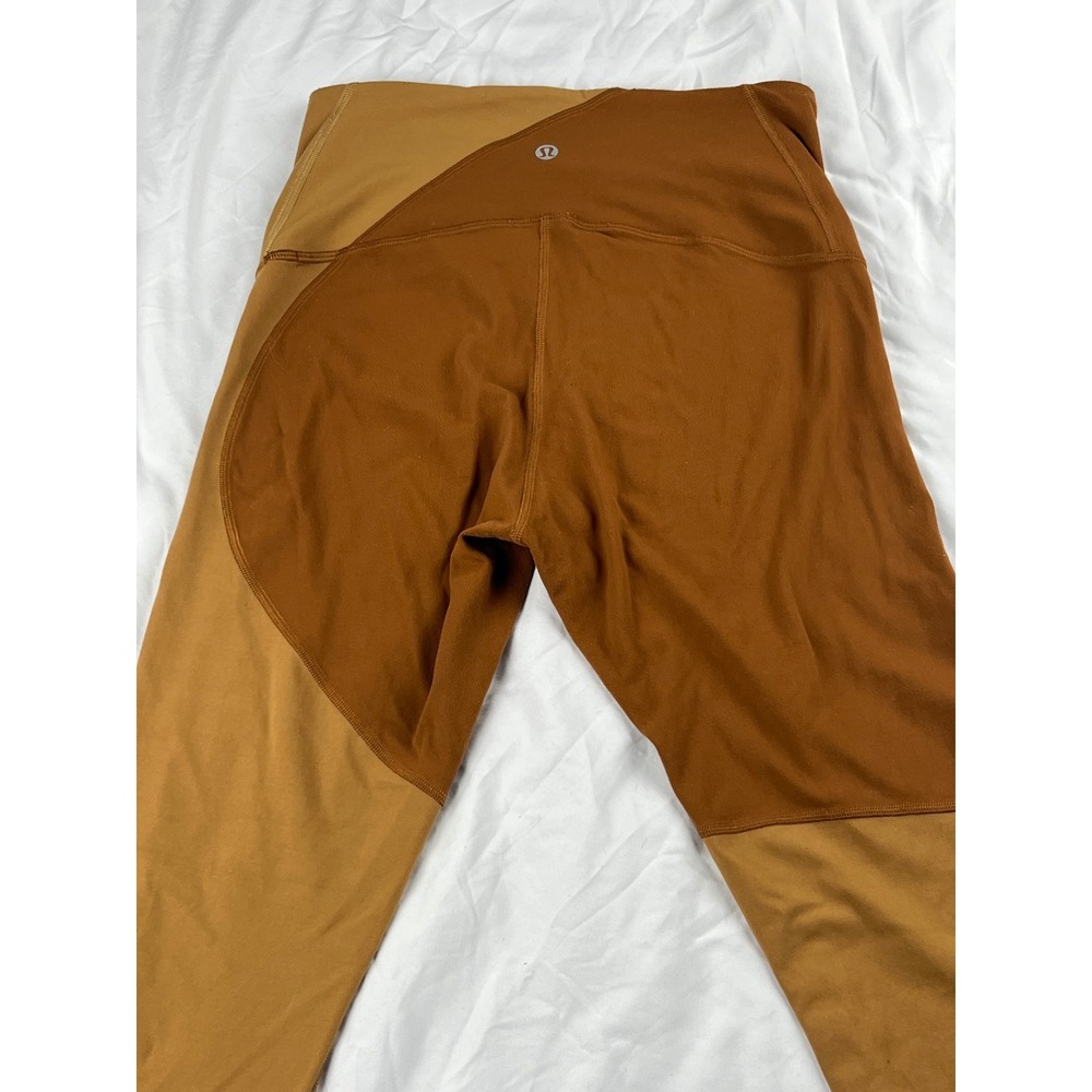 Lululemon Nulu Colorblock High Waist Leggings Brown Tan Size 6 Athleisureu
